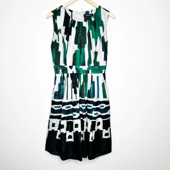 Ellen Tracy Dresses | Ellen Tracy Sleeveless Fit And Flare Dress | Color: Green/White | Size: 4 | Trenditions's Closet